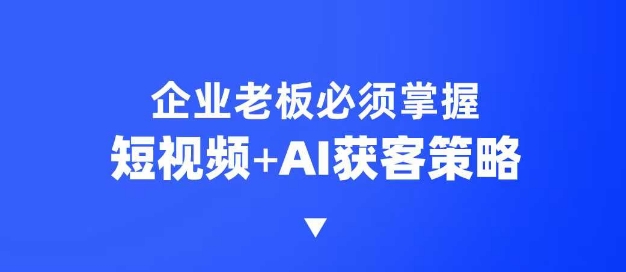 企业短视频AI获客霸屏流量课，6步短视频+AI突围法，3大霸屏抢客策略-创薯资源