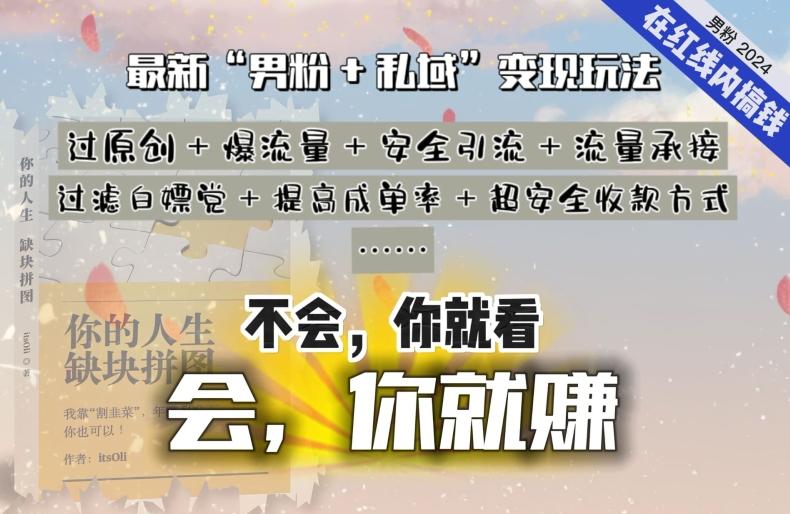 2024，“男粉+私域”还是最耐造、最赚、最轻松、最愉快的变现方式【揭秘】-创薯资源