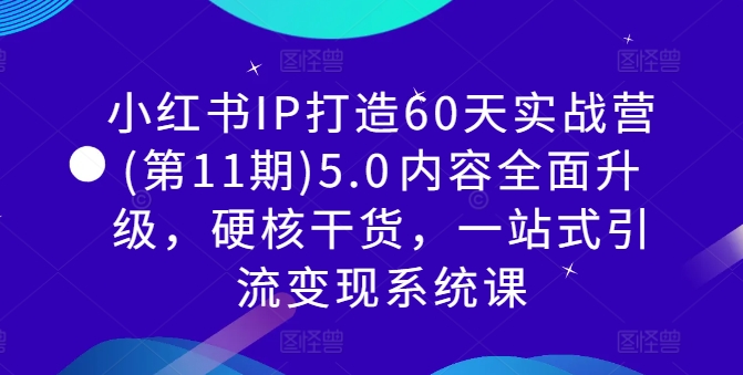 小红书IP打造60天实战营(第11期)5.0​内容全面升级，硬核干货，一站式引流变现系统课-创薯资源