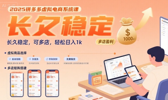 2025拼多多虚拟电商系统课，长久稳定，可多店，轻松日入1k-创薯资源