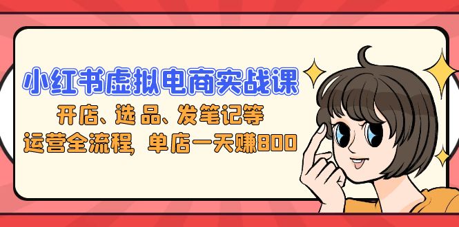 小红书虚拟电商实战课：开店、选品、发笔记等运营全流程，单店一天赚800-创薯资源