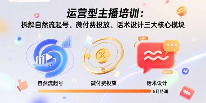 运营型主播培训：拆解自然流起号、微付费投放、话术设计三大核心模块-8月-创薯资源