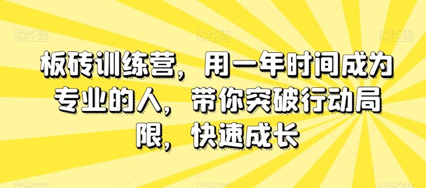 板砖训练营，用一年时间成为专业的人，带你突破行动局限，快速成长-创薯资源