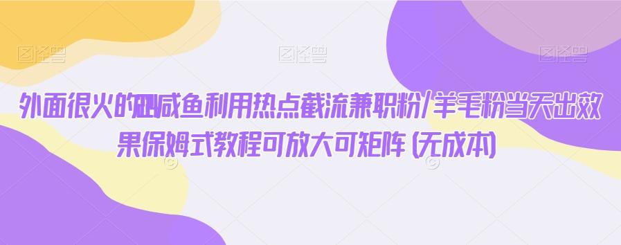 外面很火的2024咸鱼利用热点截流兼职粉/羊毛粉当天出效果保姆式教程可放大可矩阵(无成本)-创薯资源