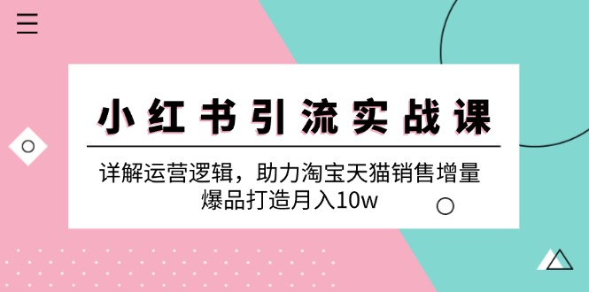 小红书引流实战课：详解运营逻辑，助力淘宝天猫销售增量，爆品打造月入10w-创薯资源