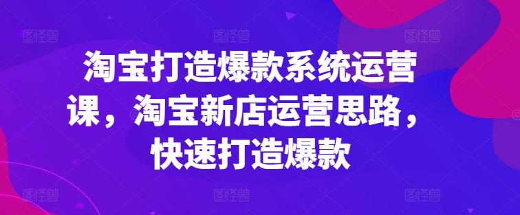 淘宝打造爆款系统运营课，淘宝新店运营思路，快速打造爆款-创薯资源