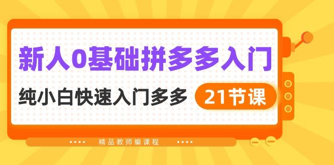 新人0基础拼多多入门，​纯小白快速入门多多(21节课-创薯资源