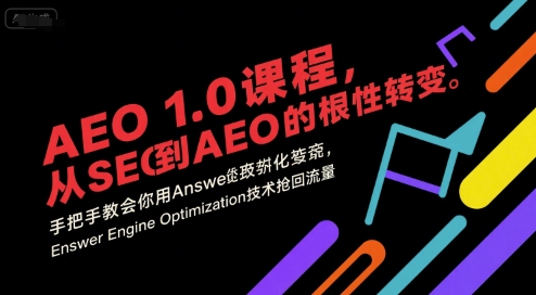 AEO 1.0 课程，从SEO到AE0的基命性转变，手把手教会你用AnswerEngineOptimization技术抢回流量-创薯资源