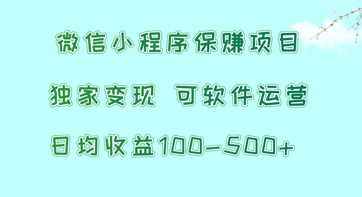 微信小程序保赚项目，日均收益100~500+，独家变现，可软件运营-创薯资源