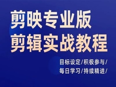 剪映专业版剪辑实战教程，目标设定/积极参与/每日学习/持续精进-创薯资源