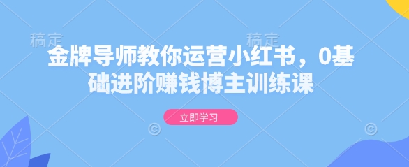 金牌导师教你运营小红书，0基础进阶赚钱博主训练课-创薯资源