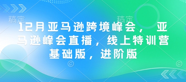 12月亚马逊跨境峰会， 亚马逊峰会直播，线上特训营基础版，进阶版-创薯资源
