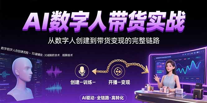 AI数字人+带货实战：从数字人创建到带货变现的完整链路-创薯资源