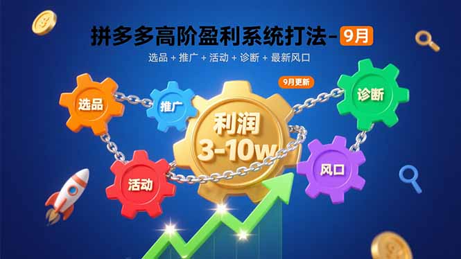 拼多多高阶盈利系统打法-9月：选品+推广+活动+诊断+最新风口，月利润3-10w-创薯资源