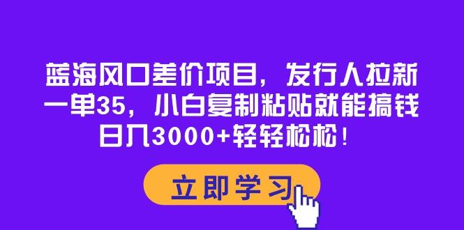 蓝海风口差价项目，发行人拉新，一单35，小白复制粘贴就能搞钱！日入30…-创薯资源