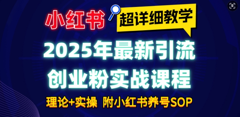 2025年最新小红书引流创业粉实战课程【超详细教学】小白轻松上手，月入1W+，附小红书养号SOP-创薯资源