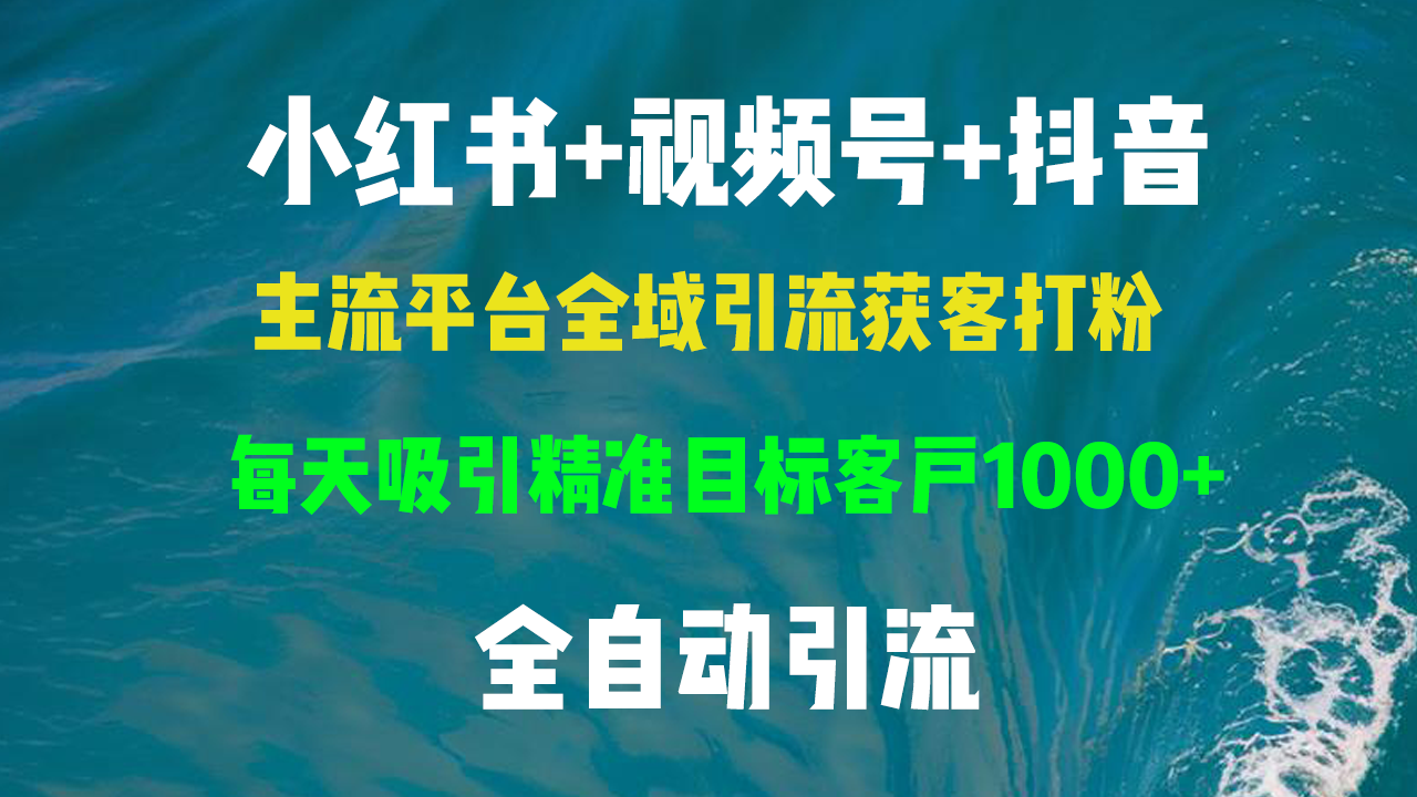 小红书，视频号，抖音主流平台全域引流获客打粉，每天吸引精准目标客户…-创薯资源
