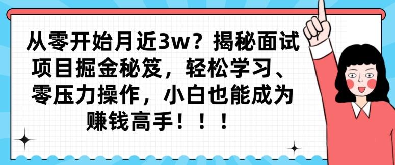 从零开始月近3w？揭秘面试项目掘金秘笈，轻松学习、零压力操作，小白也能成为赚钱高手-创薯资源