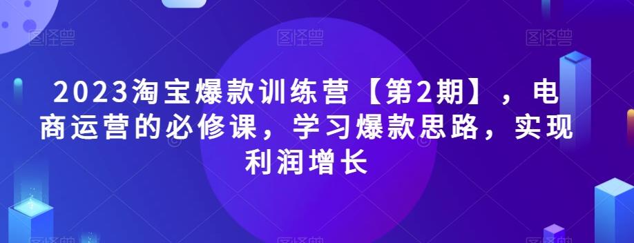 2023淘宝爆款训练营【第2期】，电商运营的必修课，学习爆款思路，实现利润增长-创薯资源