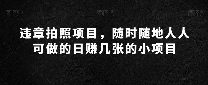 违章拍照项目，随时随地人人可做的日赚几张的小项目-创薯资源