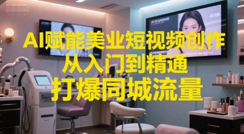 AI赋能美业短视频创作，从入门到精通，打爆同城流量，超级AI工具短视频实操落地-创薯资源