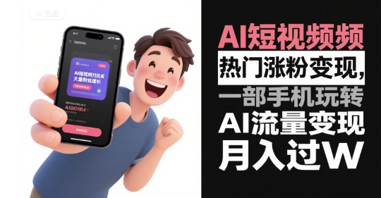 AI短视频热门涨粉变现，一部手机玩转AI流量变现，月入过W-创薯资源