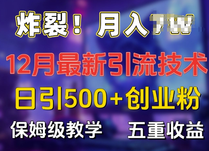 炸裂!揭秘12月最新日引流500+精准创业粉，多重收益保姆级教学-创薯资源