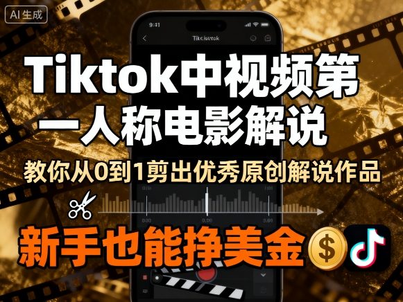 Tiktok中视频第一人称电影解说，教你从0到1剪出一个优秀的原创解说作品，新手也能挣美金-创薯资源