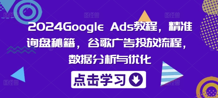 2024Google Ads教程，精准询盘秘籍，谷歌广告投放流程，数据分析与优化-创薯资源