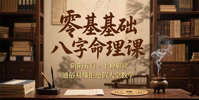 零基础八字命理课，阴阳五行+十神解读，通俗易懂拒绝假大空教学-创薯资源
