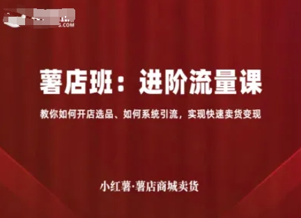 小红薯薯店商城卖货，进阶流量课，教你如何开店选品、如何系统引流，实现快速卖货变现-创薯资源
