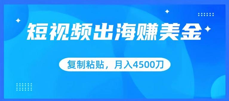 短视频出海赚美金，复制粘贴批量操作，小白轻松掌握，月入4500美刀【揭秘】-创薯资源