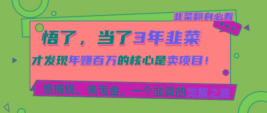 悟了，当了3年韭菜，才发现网赚圈年赚100万的核心是卖项目，含泪分享！-创薯资源