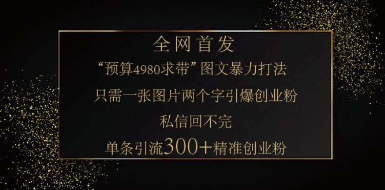 小红书神奇图片引流法，只需一张图，就能单条笔记凭借此方法，轻松引流 300 + 精准创业粉-创薯资源