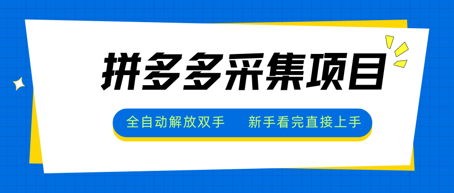 拼多多采集项目，全自动解放双手，单号日入30+-创薯资源