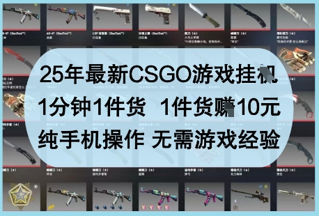 25年最新CSGO游戏挂G，1分钟1件货，1件货挣10元，纯手机操作，无需游戏经验【揭秘】-创薯资源