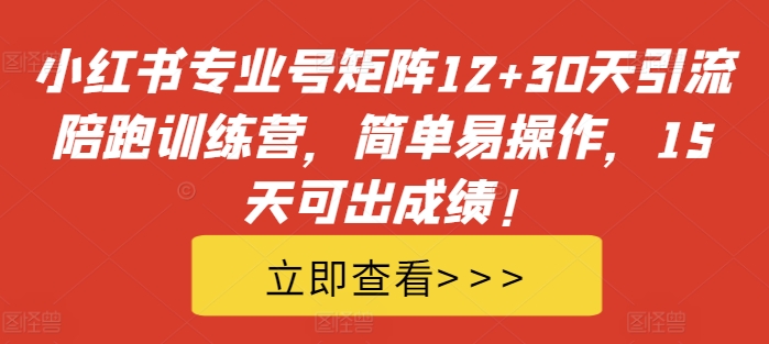 小红书专业号矩阵12+30天引流陪跑训练营，简单易操作，15天可出成绩!-创薯资源