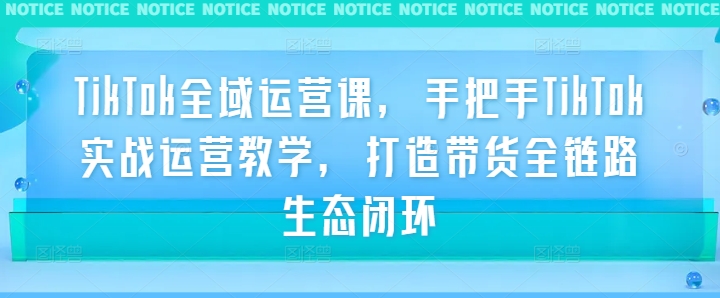 TikTok全域运营课，手把手TikTok实战运营教学，打造带货全链路生态闭环-创薯资源
