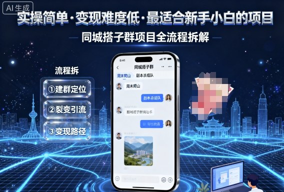 实操简单，变现难度低，最适合新手小白做的项目，每天轻松收入3张，同城搭子群项目全流程拆解-创薯资源
