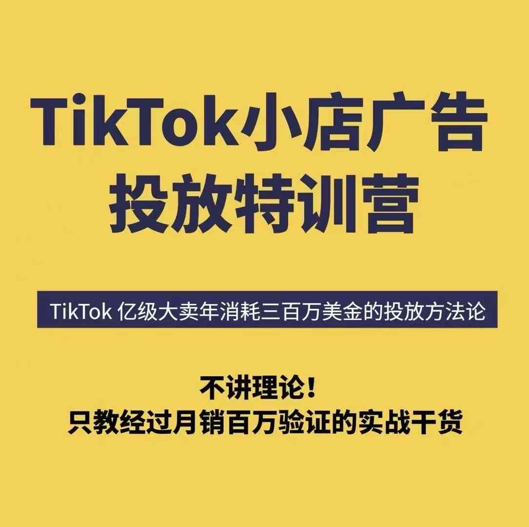 TikTok小店广告投放特训营，6天破局计划专治各种“投不动”，教你经过月销百万验证的实战干货-创薯资源