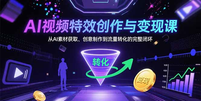 AI视频特效创作与变现课：从AI素材获取、创意制作到流量转化的完整闭环-创薯资源