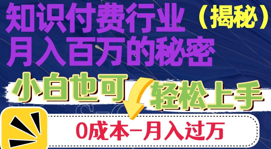 揭秘知识付费行业月入百万的秘密，小白也可轻松上手，月入过万-创薯资源