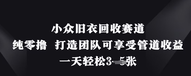 小众旧衣回收赛道，纯零撸 打造团队可享受管道收益，一天轻松3张-创薯资源