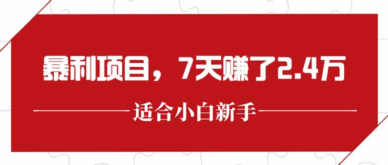 最新暴利项目，每单收益轻松在300以上，7天赚了2.4万-创薯资源