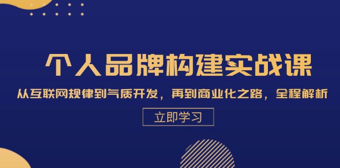 个人品牌构建实战课：从互联网规律到气质开发，再到商业化之路，全程解析-创薯资源