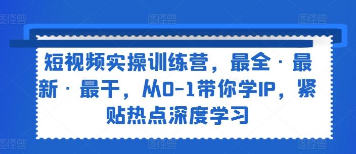 短视频实操训练营，最全·最新·最干，从0-1带你学IP，紧贴热点深度学习-创薯资源