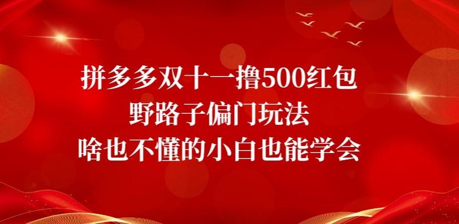 拼多多双十一撸500红包野路子偏门玩法，啥也不懂的小白也能学会【揭秘】-创薯资源