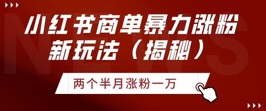 小红书商单暴力涨粉新玩法两个半月涨粉一万（揭秘）-创薯资源