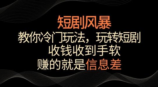 短剧风暴，教你冷门玩法，玩转短剧，收钱收到手软【揭秘】-创薯资源