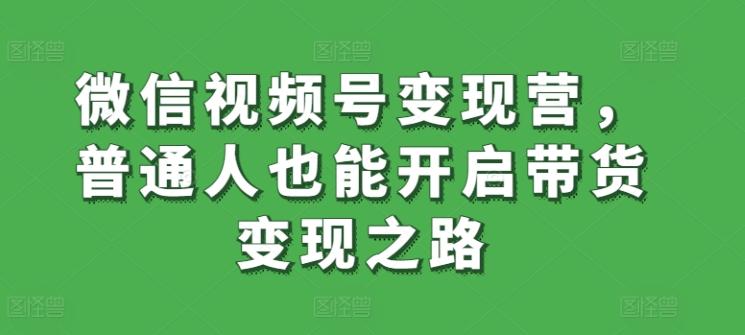 微信视频号变现营，普通人也能开启带货变现之路-创薯资源